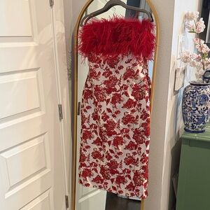 Hyacinth House dress with Feather Trim sz Small